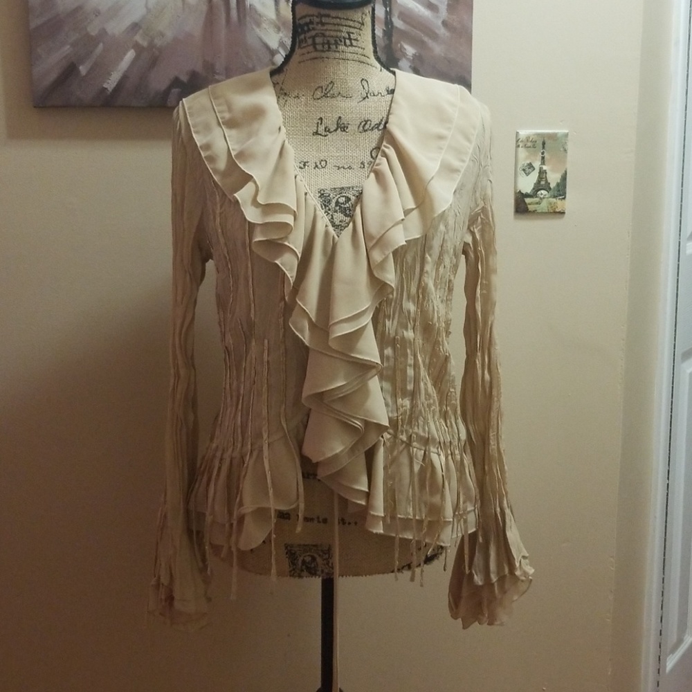 Vintage Beaded Flowy Blouse MEDIUM - Picture 1 of 7